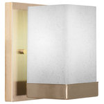 Toltec - Nouvelle 1-Light Wall Sconce, New Age Brass/Square White Muslin - Transform your space with the sleek Nouvelle 1-Light Wall Sconce. Installation is a breeze, simply connect it to a 120 volt power supply and enjoy. Achieve the perfect ambiance with its dimmable lighting feature (dimmer not included). This energy-efficient sconce is LED compatible, adding convenience to your lighting choices. Suitable for use with standard medium base bulbs, enjoy easy and seamless set up. Cleaning is a breeze, just use a damp cloth and do not use chemical cleaners. With its streamlined hardwired design, rest assured that this product is made to last. It's suitable for damp locations and boasts a durable glass shade that ensures even light diffusion. Explore the range of size, finish, and color options to find the perfect match for your space.