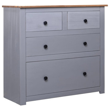 vidaXL Sideboard Drawer Cupboard for Bedroom Cabinet Gray Pinewood Panama Range