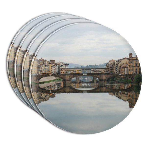 Ponte Vecchio Bridge Italy Acrylic Coaster, Set of 4