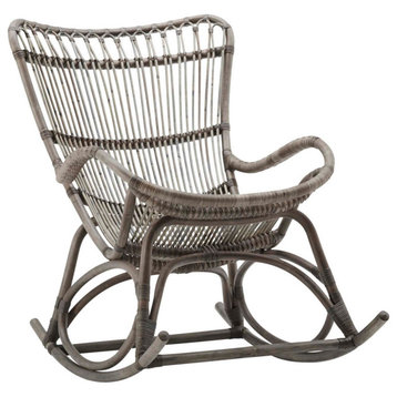 Monet Rattan Rocking Chair, Taupe Gray