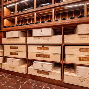 Traditional Mahogany Wooden Home Wine Cellar in San Luis Obispo