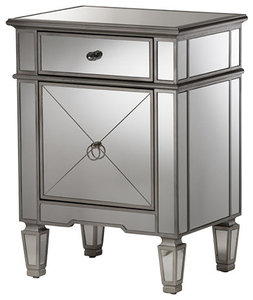 Claudia Hollywood Regency Glamour Style Mirrored Nightstand