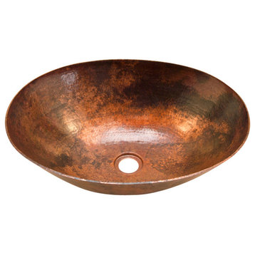 Oval Vessel Bathroom Copper Sink Very Thick Gauge 14