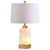 Eloise 23" Alabaster, Metal LED Table Lamp, White, Gold Leaf