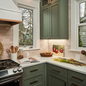 Green Transitional Kitchen