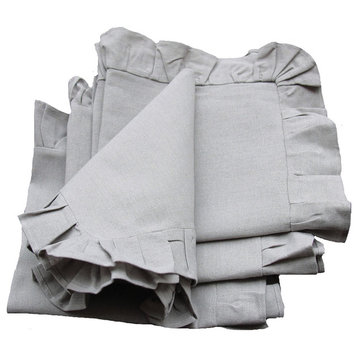 Ruffle Trim Solid Taupe Napk", 20"x20", Set of 4