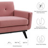 Loveseat Sofa, Pink, Velvet, Modern, Mid Century Living Hotel Lounge Cafe Lobby