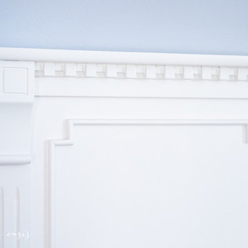White Angelina Bed with Grecian Dentil Trim