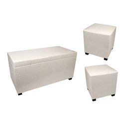 Manhattan Storage Seats, Set of 3, 28.5 x 15.5 x 13.5 inches, White - Products