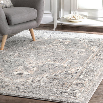 nuLOOM Gena Vintage-Style Area Rug, Light Gray, 5'x8'