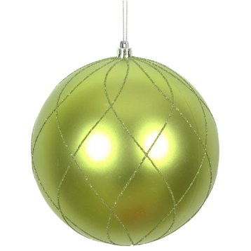 6" Lime Matte Glitter Swirl Ball 3-Pack