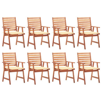 Vidaxl Patio Dining Chairs 8-Piece With Cushions Solid Acacia Wood