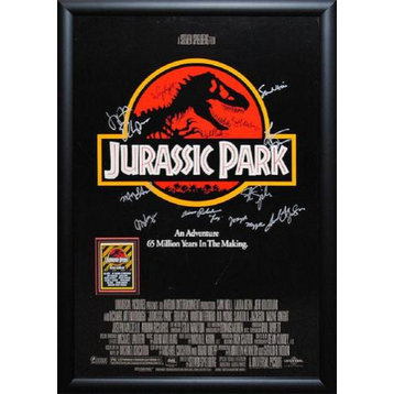 Jurassic Park Signed Movie Poster, Custom Frame