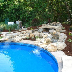 Waterfalls Into Pools - Outdoor Fountains And Ponds