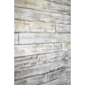Shiplap Wood Wall, Weathered White/Gray, 48" Board Length, 25sqft