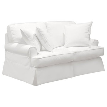Sunset Trading Horizon T-Cushion Fabric Slipcovered Loveseat in White