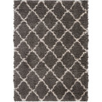 Nourison - Nourison Luxe Shag 4' x 6' Charcoal/Beige Shag Indoor Area Rug - This exceptionally plush 2-inch-deep shag rug from the Nourison Luxe Shag Collection has the look and feel of luxuriously soft sheepskin, and makes a perfect addition to any casual room setting. Luxurious texture and Moroccan lattice pattern on deep grey color for a warm, soothing accent.