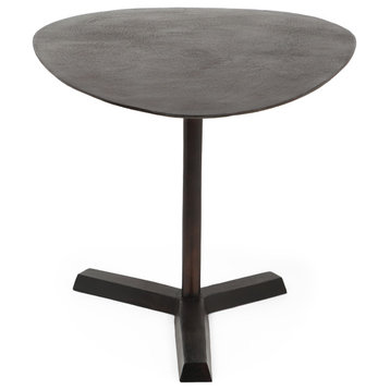 Forgey Industrial Handcrafted Aluminum Elliptical Side Table, Raw Bronze