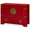 Chinese Ming Style Red Cabinet, With Bowl and Faucet