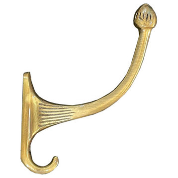 Brass Victorian Single Hook, Antique Brass
