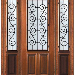 Prehung Sidelights Door 96 Mahogany St. Charles 2/3 Lite - Front Doors
