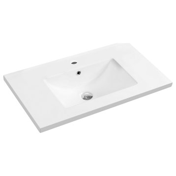 Dowell 18" FTB White Ceramic Single Bathroom Vanity Basin, 30wx18dx7h