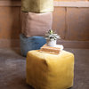 Upholstered Velvet Pouf Avocado Green Square Cube Ottoman Single Seat Stool