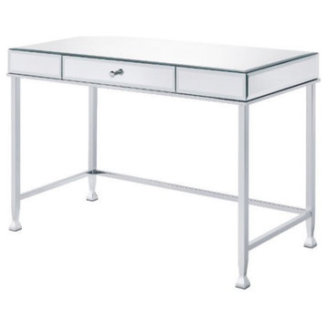 Writing Desk, Mirrored and Chrome Finish