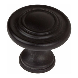GlideRite Hardware - Hardware 1.25" 3-Ring Round Cabinet Knob, Matte Black - Cabinet And Drawer Knobs