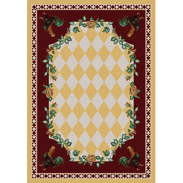 High Country Rooster Rug, Yellow, 4'x5', Rectangle