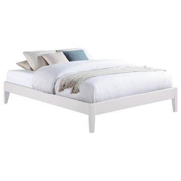 Pemberly Row Contemporary Wood Platform California King Bed in White