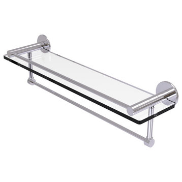 Fresno 22" Glass Shelf with Vanity Rail and Towel Bar, Polished Chrome