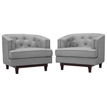 Coast Armchairs Upholstered Fabric, Set of 2, Light Gray