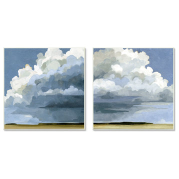 Sublime Outdoor Weather Landscape Cloudy Sky Painting, 2pc, each 12 x 12