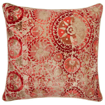 Velvet Vintage Suzani Cushion | Andrew Martin Iznik, Red