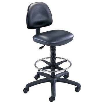 Scranton & Co Black Vinyl Drafting Chair with Ring Foot Rest