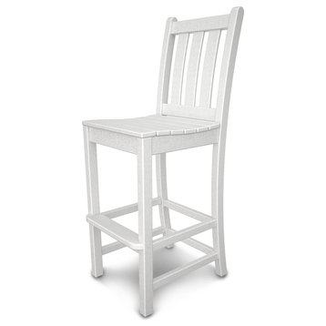 Polywood Traditional Garden Bar Side Chair, White