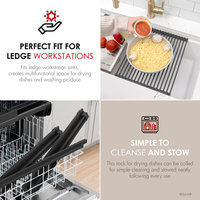 STYLISH 15 1/4" Black Workstation Sink Roll-up Drying Rack/Trivet