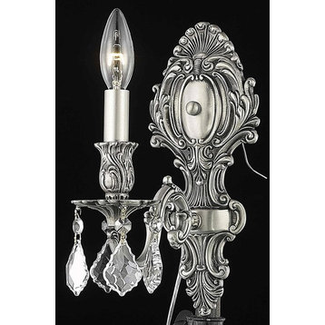 Monarch 1 Light 5'' Pewter Wall Sconce Wall Light, Clear, Royal Cut