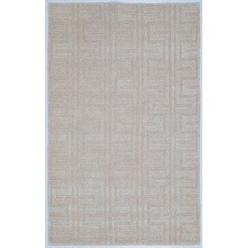 NuStory Sculpted Hand Tufted Solid Color Area Rug in Ivory, 5'x8'