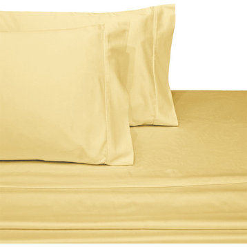 100% Cotton Solid Sheet Set, 300 Thread Count, Gold, California King