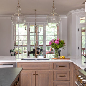 Raleigh NC Kitchen Remodel — Warm Transitional Kitchen with Custom Plaster Hood