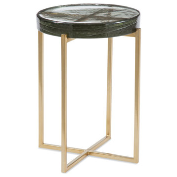 Bassett Mirror Marilee Metal and Cast Glass Accent Table, Gold 9913-LR-223EC