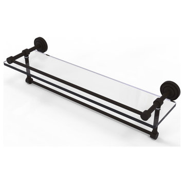 Dottingham 22" Gallery Glass Shelf with Towel Bar, Oil Rubbed Bronze