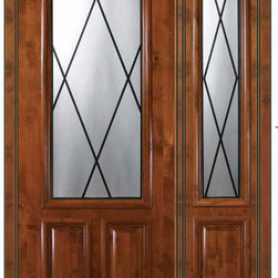 Prehung Sidelite Door 96 Wood Alder Sandringham 2/3 Lite Glass - Front Doors