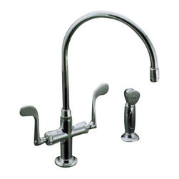 KOHLER - KOHLER Essex Kitchen Sink Faucet with Wristblade Handles and Sidespray - Kitchen Faucets