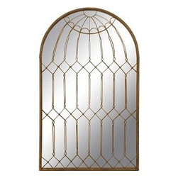 ARCHED IRON FRAMED MIRROR, RUSTY CAGE FINISH - Products