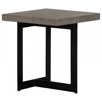 Mya Modern Concrete and Black Metal End Table