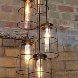 Industrial Cage Pendant Lights - Chandeliers