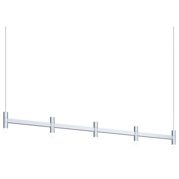 Systema Staccato 5-Light Linear Pendant, 20' Cord/Cable, Bright Satin Aluminum